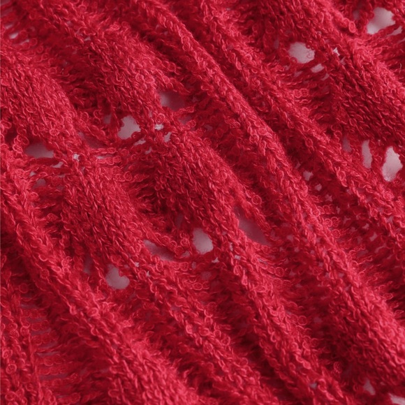 CIDER Solid Hollow Out Knitted High Waist Skirt (or strapless dress) NWT Size L - Picture 6 of 15